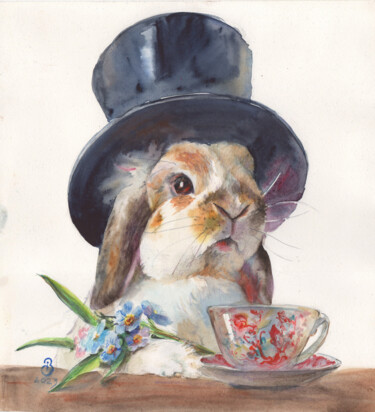 Painting titled "Welcome to tea part…" by Irene Bibik-Chkolian, Original Artwork, Watercolor