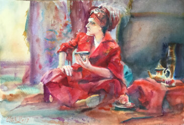 Painting titled "Time for rest" by Irene Bibik-Chkolian, Original Artwork, Watercolor