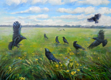 Painting titled "Gathering on the He…" by Irene Butcher, Original Artwork, Oil