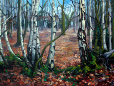 Painting titled "Birches Epping Fore…" by Irene Butcher, Original Artwork, Oil
