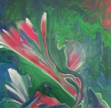Painting titled "Fleur inconnue" by Irene Guinez, Original Artwork, Acrylic