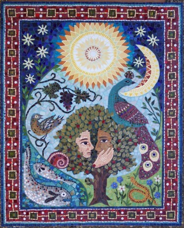 Scultura intitolato "Schöpfung" da Irene Magdalena Orecher, Opera d'arte originale, Mosaico Montato su Altro pannello rigido