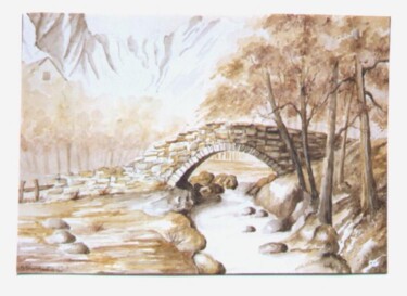 Картина под названием "un pont dans les Al…" - Irene Streichert, Подлинное произведение искусства