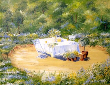 Painting titled "Au jardin ." by Irene Streichert, Original Artwork