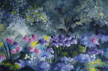 Peinture intitulée "jardin-couleurs.jpg" par Irene Streichert, Œuvre d'art originale, Acrylique
