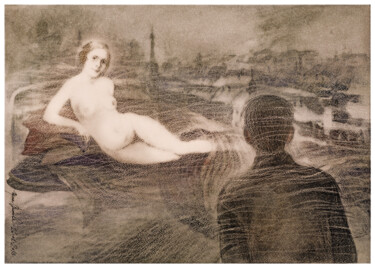 Картина под названием "Muse" - Irene Vlassova, Подлинное произведение искусства, Акварель