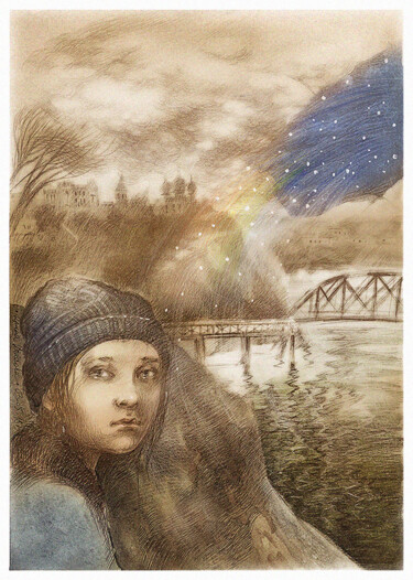 Drawing titled "Bridge." by Irene Vlassova, Original Artwork
