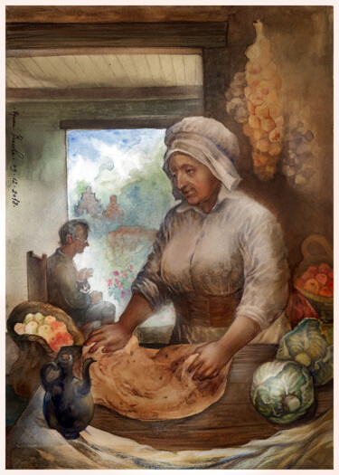 Pintura intitulada ""Gingerbread Man".…" por Irene Vlassova, Obras de arte originais, Aquarela