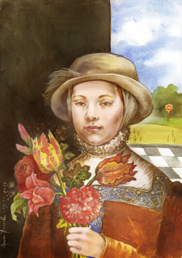 Картина под названием "Old Fairy Tale." - Irene Vlassova, Подлинное произведение искусства, Акварель