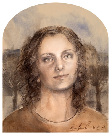 Peinture intitulée "Olga" par Irene Vlassova, Œuvre d'art originale, Aquarelle