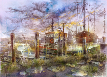 Painting titled "Dock ergens in Wals…" by Irene Vlassova, Original Artwork, Watercolor