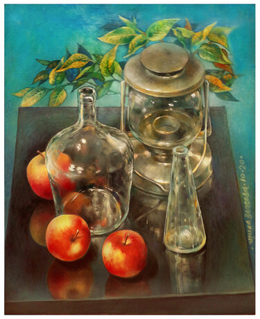 Peinture intitulée "Still Life with Lem…" par Irene Vlassova, Œuvre d'art originale, Huile