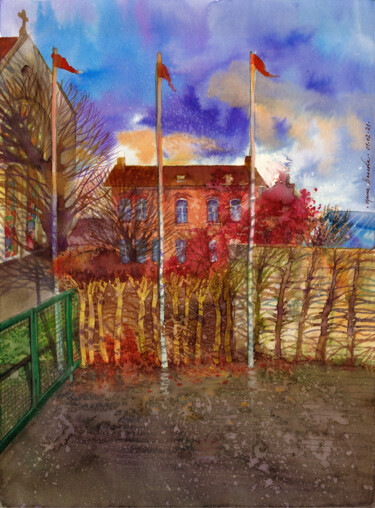 Peinture intitulée "January in Limburg" par Irene Vlassova, Œuvre d'art originale, Aquarelle