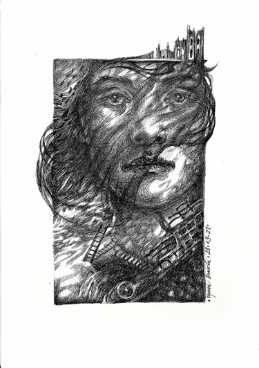 Disegno intitolato "Antwerpse Madonna_5" da Irene Vlassova, Opera d'arte originale, Inchiostro