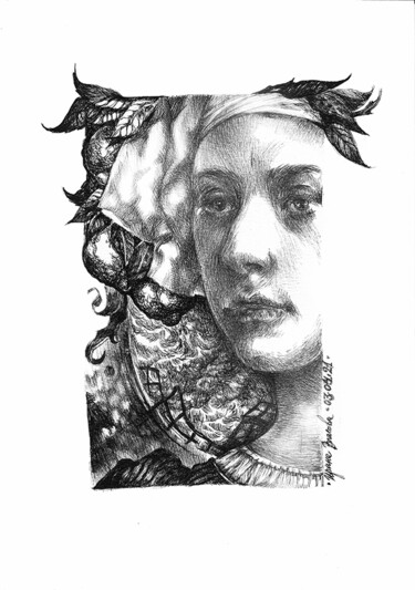 Drawing titled "Antwerpse Madonna's…" by Irene Vlassova, Original Artwork, Ink