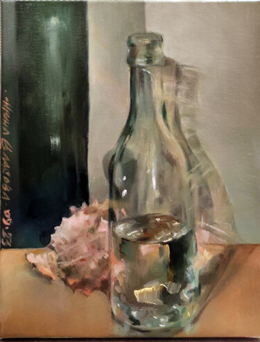 Painting titled "Still life with wat…" by Irene Vlassova, Original Artwork, Oil