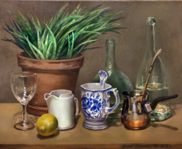 Malerei mit dem Titel "Masha’s cup" von Irene Vlassova, Original-Kunstwerk, Öl