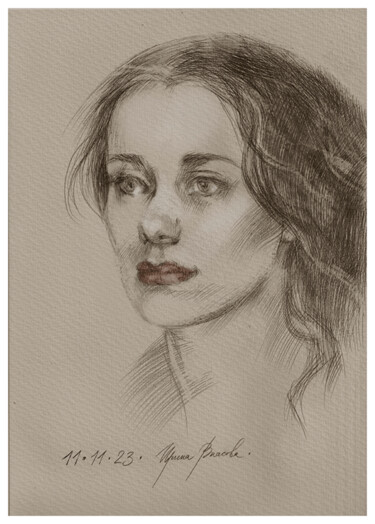 Dessin intitulée "Red Lipstick." par Irene Vlassova, Œuvre d'art originale, Crayon