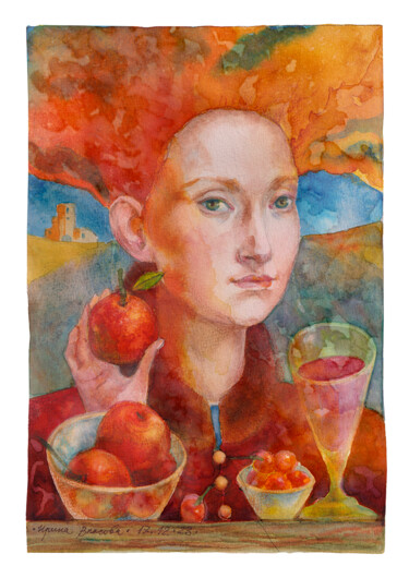 Картина под названием "Clementine." - Irene Vlassova, Подлинное произведение искусства, Акварель