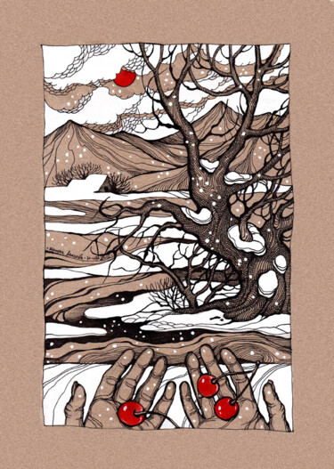 Drawing titled "Mudrās/ Cherry." by Irene Vlassova, Original Artwork, Other