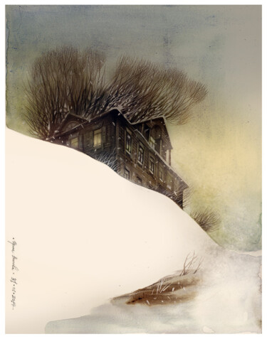 Malerei mit dem Titel "An old house" von Irene Vlassova, Original-Kunstwerk