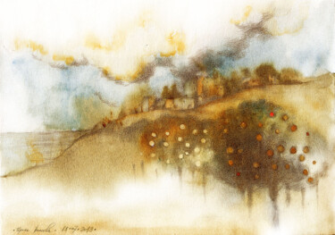 Disegno intitolato "Orange grove." da Irene Vlassova, Opera d'arte originale, Altro