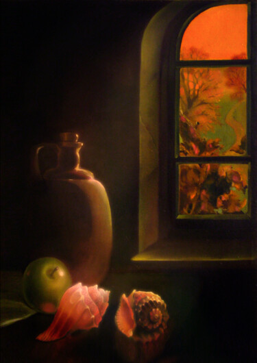 Schilderij getiteld "Window" door Irene Vlassova, Origineel Kunstwerk, Olie