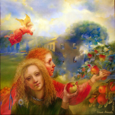Painting titled "Rainbow." by Irene Vlassova, Original Artwork, Oil