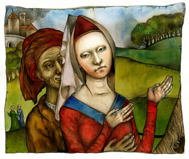 Dessin intitulée "Old Fairy Tale" par Irene Vlassova, Œuvre d'art originale, Autre