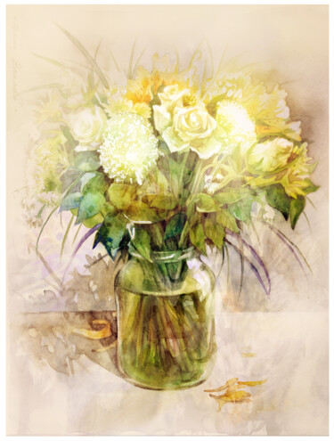 Peinture intitulée "Flowers." par Irene Vlassova, Œuvre d'art originale, Aquarelle