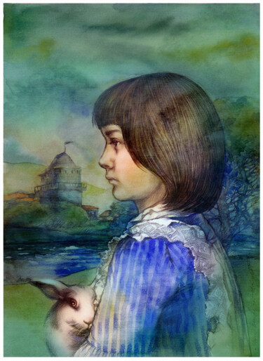 Peinture intitulée "Alice" par Irene Vlassova, Œuvre d'art originale, Aquarelle