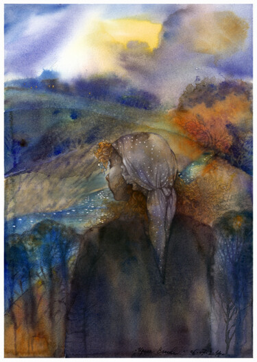 Malarstwo zatytułowany „Valley” autorstwa Irene Vlassova, Oryginalna praca, Akwarela