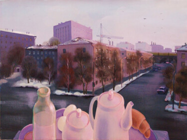 Peinture intitulée "Breakfast" par Irene Vlassova, Œuvre d'art originale, Tempera