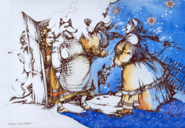 Disegno intitolato "Illustration/ Chris…" da Irene Vlassova, Opera d'arte originale, Inchiostro