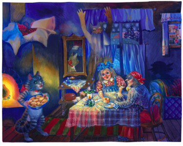 Картина под названием "Hobgoblin. Fairy Ta…" - Irene Vlassova, Подлинное произведение искусства, Гуашь