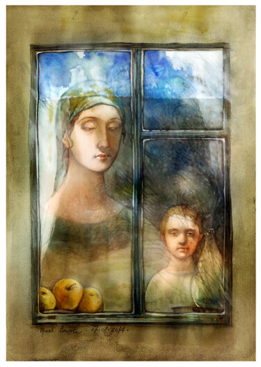Painting titled "Window" by Irene Vlassova, Original Artwork, Watercolor