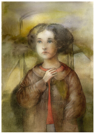 Painting titled "Vadim's daughter" by Irene Vlassova, Original Artwork, Watercolor