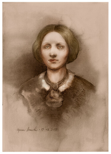 Dessin intitulée "Charlotte Brontë." par Irene Vlassova, Œuvre d'art originale