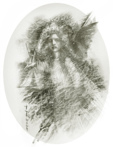 「Annabel Lee」というタイトルの描画 Irene Vlassovaによって, オリジナルのアートワーク, 鉛筆
