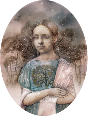 Painting titled "Winter" by Irene Vlassova, Original Artwork