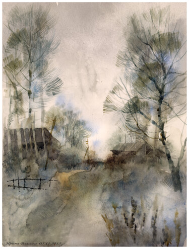 Pittura intitolato "Muddy season" da Irene Vlassova, Opera d'arte originale, Acquarello