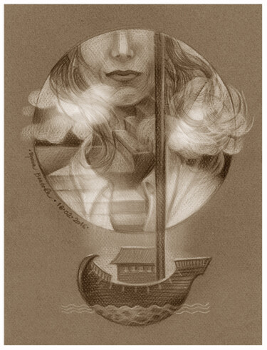 Dibujo titulada "Sail" por Irene Vlassova, Obra de arte original, Lápiz