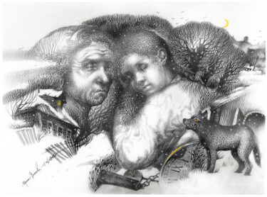 Zeichnungen mit dem Titel "Lullaby" von Irene Vlassova, Original-Kunstwerk