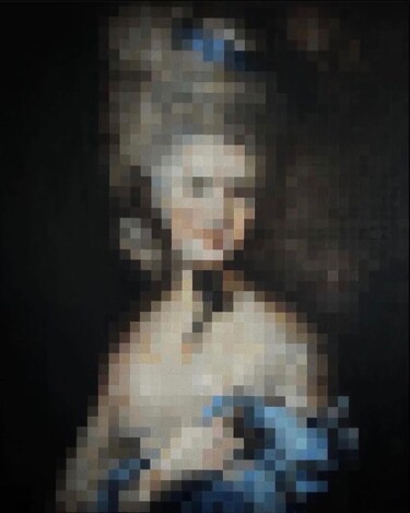 Schilderij getiteld "Women in blue" door Irene, Origineel Kunstwerk, Olie