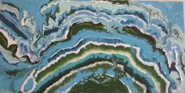 Painting titled "Mineraal aqua" by Irene Röling - Schilderkunst, Original Artwork, Acrylic