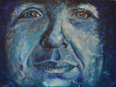 Schilderij getiteld "Mr Blue" door Irene Röling - Schilderkunst, Origineel Kunstwerk, Acryl
