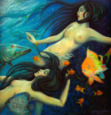Картина под названием "Deep Waters" - Grazyna Federico, Подлинное произведение искусства, Акрил