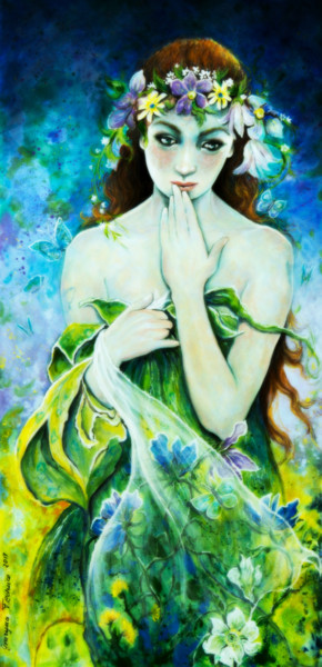 Malerei mit dem Titel "Floressa" von Grazyna Federico, Original-Kunstwerk, Acryl