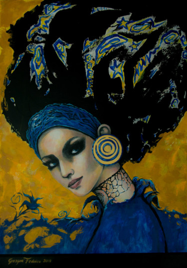 Malarstwo zatytułowany „Blue” autorstwa Grazyna Federico, Oryginalna praca, Akryl