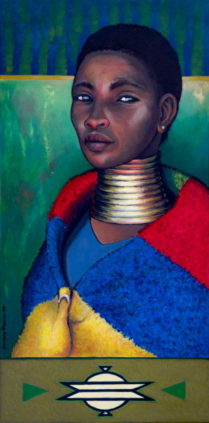 Malerei mit dem Titel "Die Ndebele" von Grazyna Federico, Original-Kunstwerk, Acryl